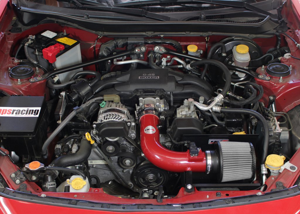 HPS Shortram Air Intake Kit 2012-2017 Toyota GT 86, Includes Heat Shield, Red