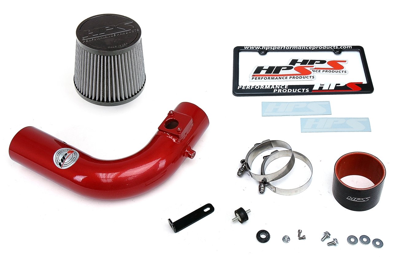 HPS Shortram Air Intake Kit 2012-2019 Subaru BRZ, Includes Heat Shield, Red