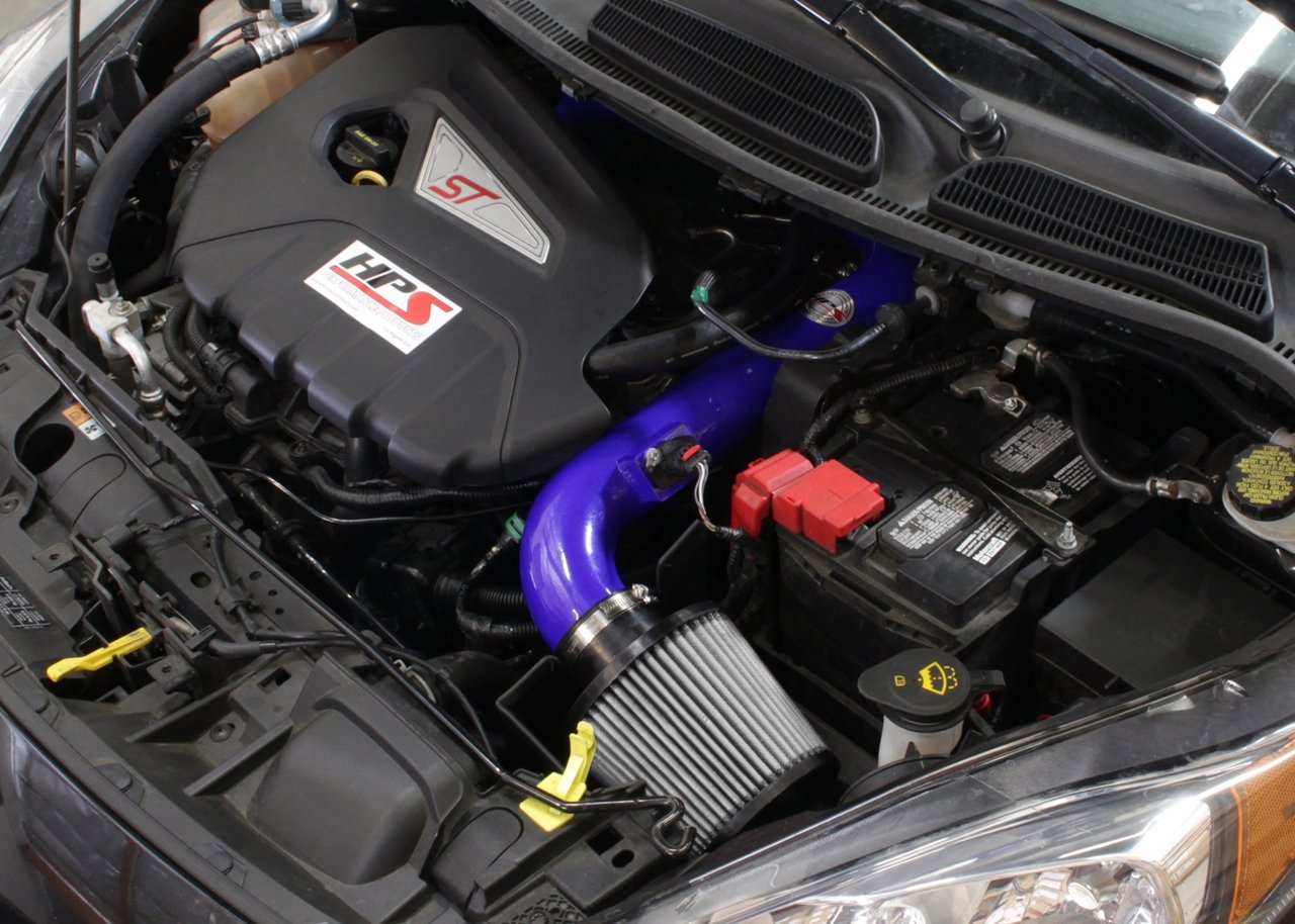 HPS Shortram Air Intake Kit 2014-2015 Ford Fiesta ST 1.6L Turbo, Includes Heat Shield, Blue