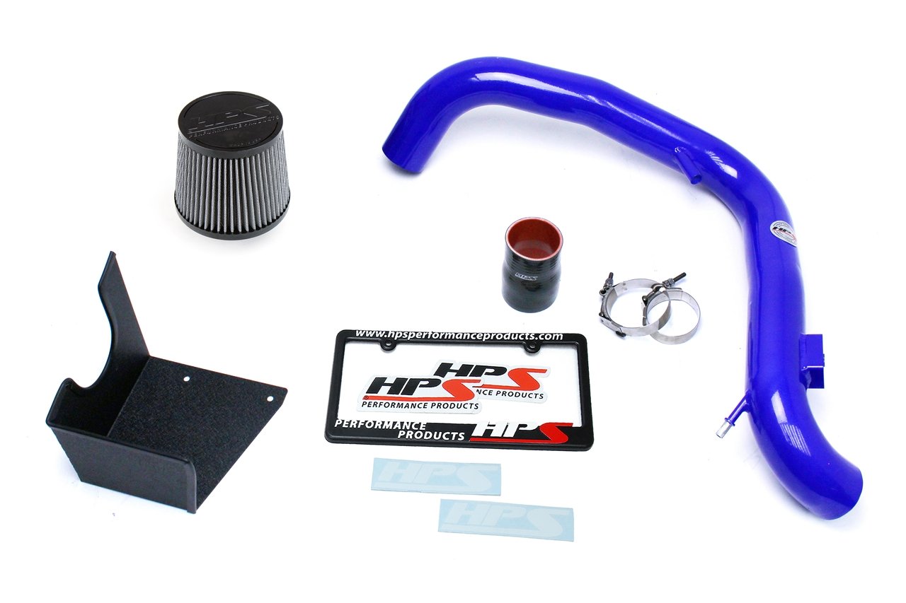 HPS Shortram Air Intake Kit 2014-2015 Ford Fiesta ST 1.6L Turbo, Includes Heat Shield, Blue