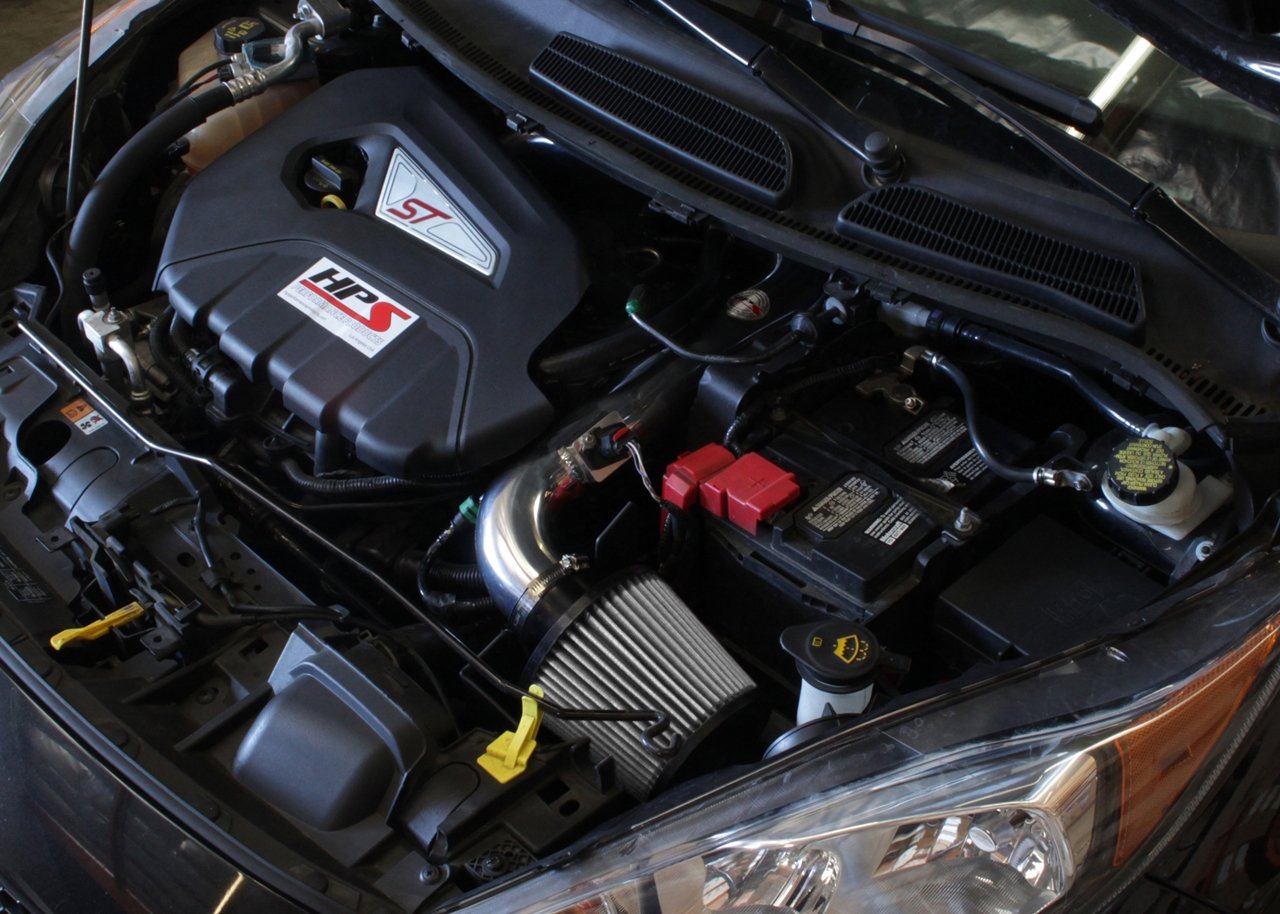 HPS Shortram Air Intake Kit 2014-2015 Ford Fiesta ST 1.6L Turbo, Includes Heat Shield, Polish