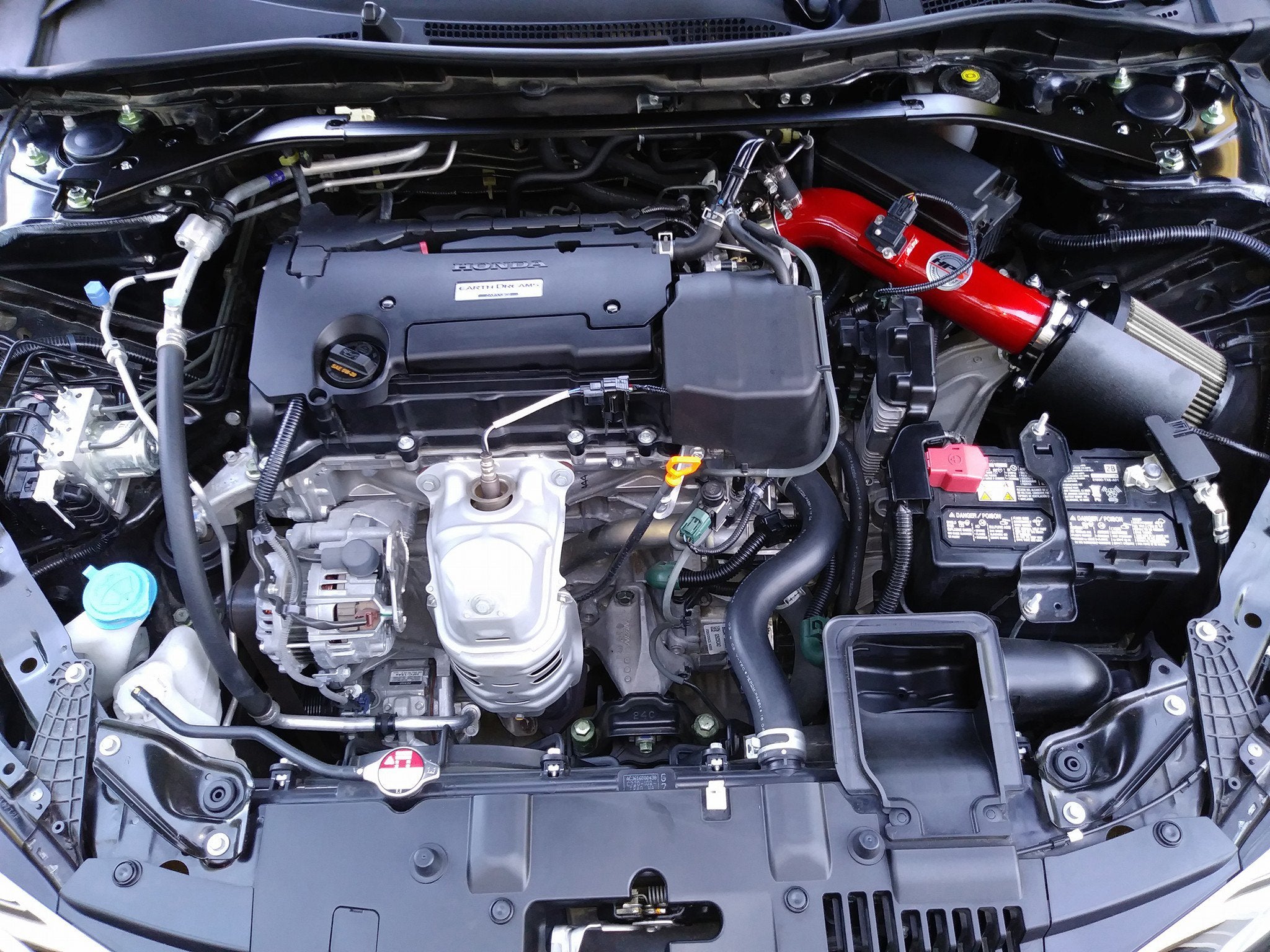 HPS Shortram Air Intake Kit 2013-2017 Honda Accord 2.4L, Includes Heat Shield, Red