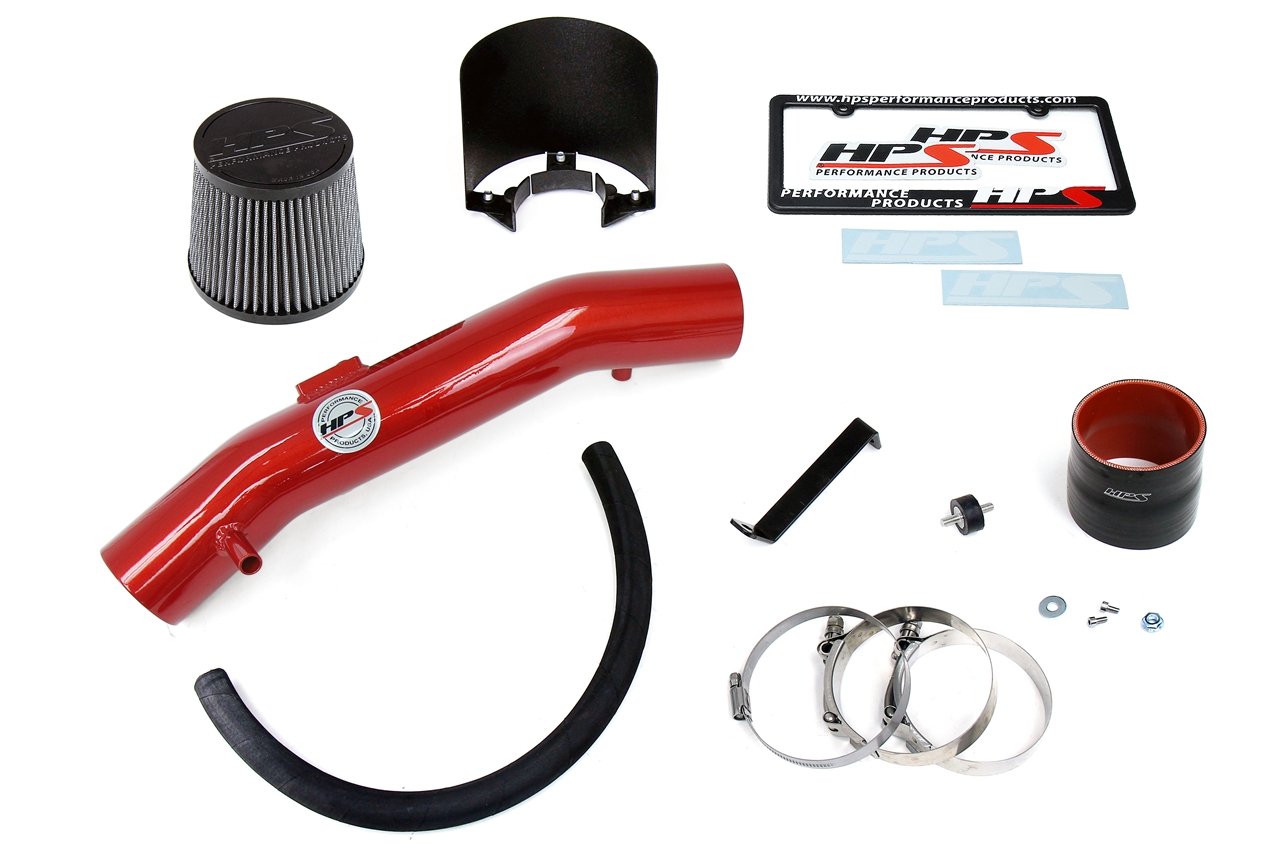 HPS Shortram Air Intake Kit 2004-2006 Nissan Altima V6 3.5L, Includes Heat Shield, Red
