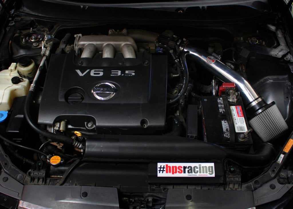 HPS Shortram Air Intake Kit 2004-2006 Nissan Altima V6 3.5L, Includes Heat Shield, Red