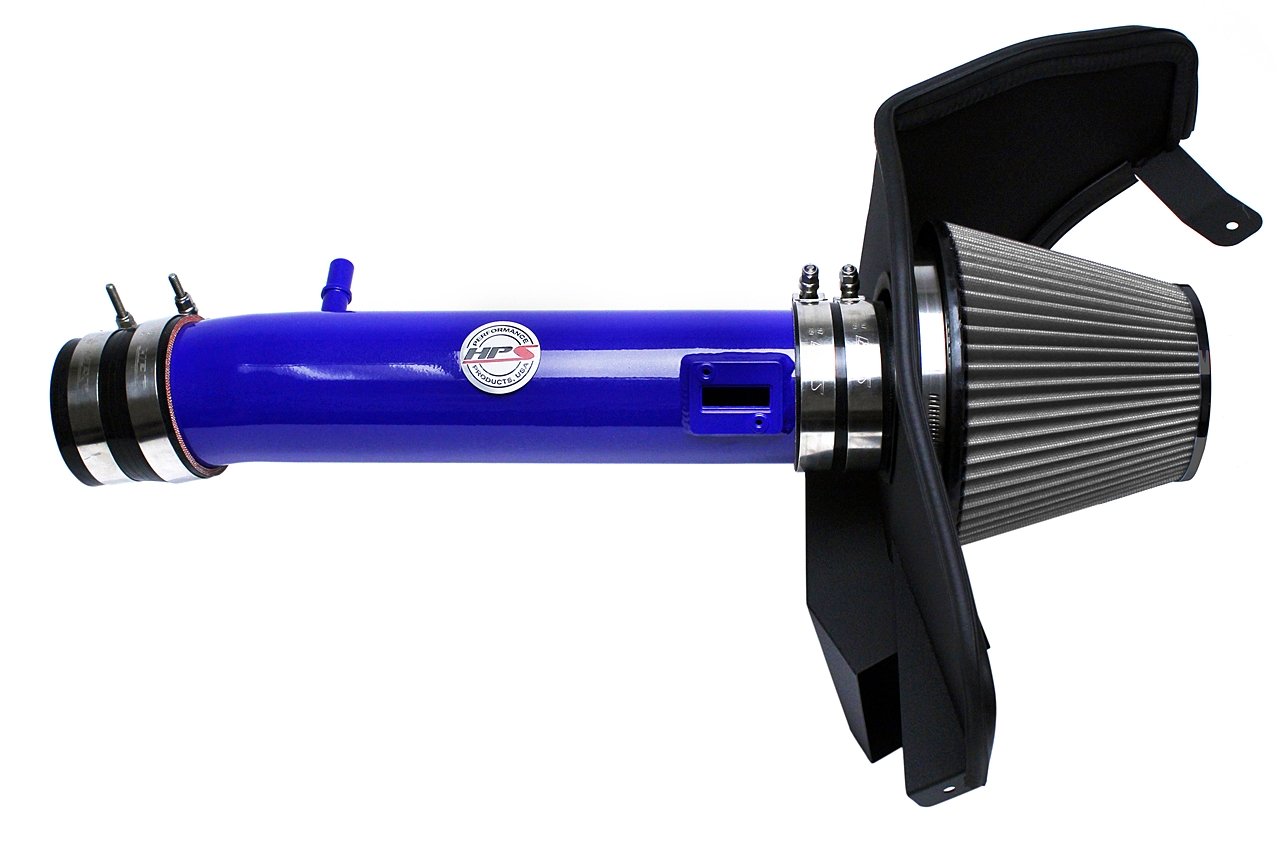 HPS Shortram Air Intake Kit 2011-2014 Ford Mustang 3.7L V6, Includes Heat Shield, Blue