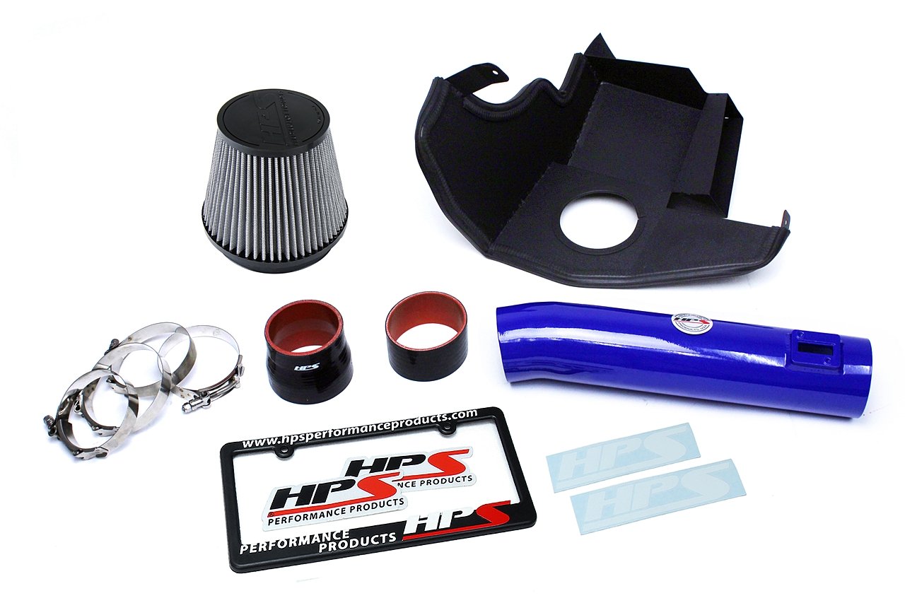 HPS Shortram Air Intake Kit 2011-2014 Ford Mustang 3.7L V6, Includes Heat Shield, Blue