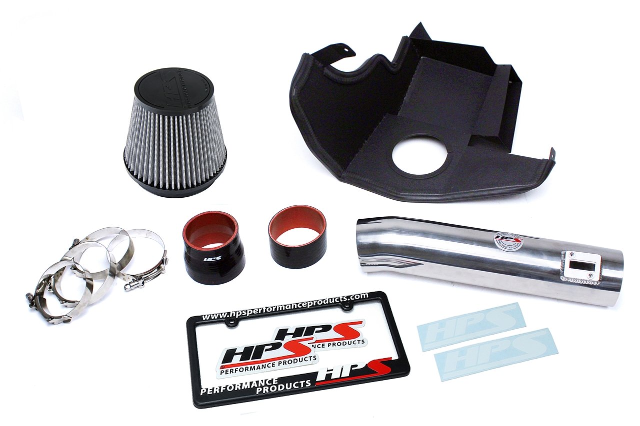 HPS Shortram Air Intake Kit 2011-2014 Ford Mustang 3.7L V6, Includes Heat Shield, Polish