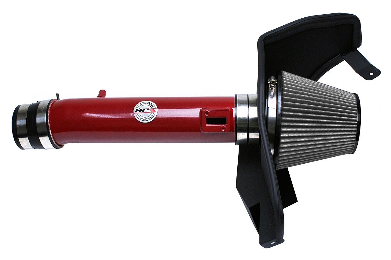 HPS Shortram Air Intake Kit 2011-2014 Ford Mustang 3.7L V6, Includes Heat Shield, Red