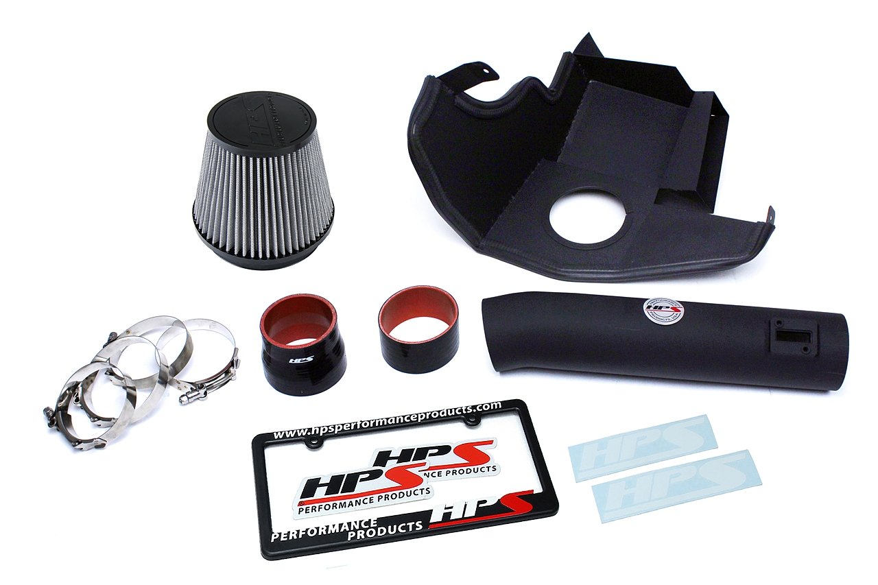 HPS Shortram Air Intake Kit 2011-2014 Ford Mustang 3.7L V6, Includes Heat Shield, Black