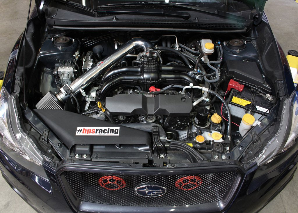 HPS Shortram Air Intake Kit 2012-2016 Subaru Impreza 2.0L Non Turbo, Includes Heat Shield, Polish