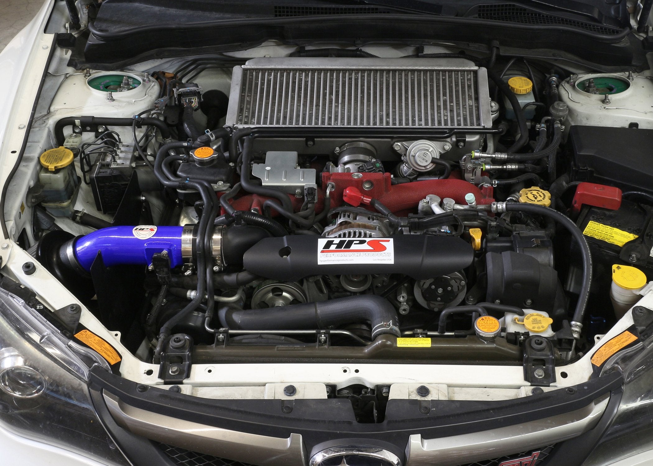 HPS Shortram Air Intake Kit 2008-2014 Subaru WRX 2.5L Turbo, Includes Heat Shield, Blue