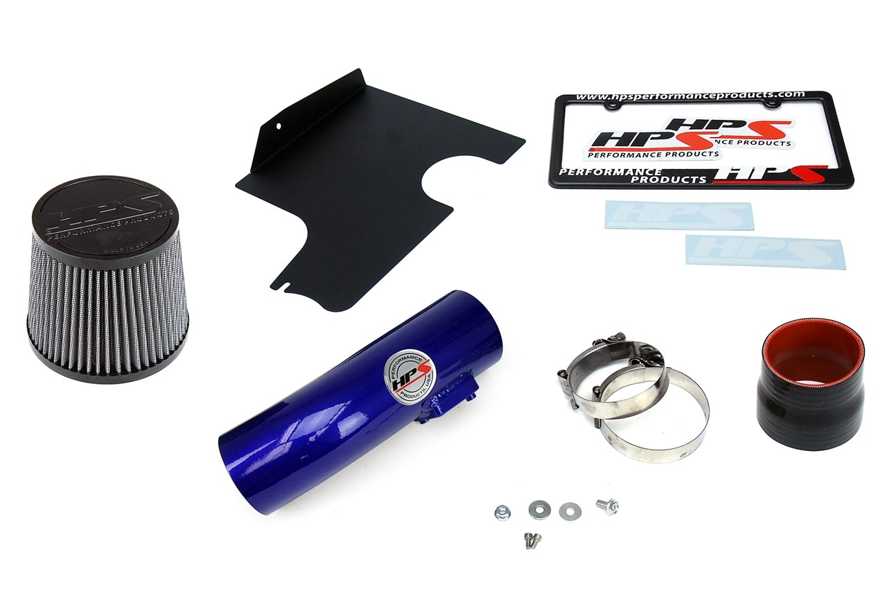 HPS Shortram Air Intake Kit 2008-2014 Subaru WRX STI 2.5L Turbo, Includes Heat Shield, Blue