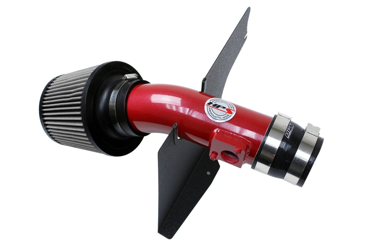 HPS Shortram Air Intake Kit 2008-2014 Subaru WRX STI 2.5L Turbo, Includes Heat Shield, Red