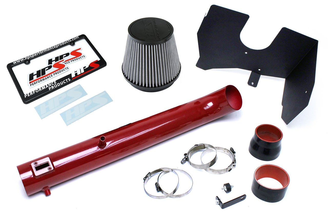 HPS Shortram Air Intake Kit 2005-2012 Nissan Pathfinder 4.0L V6, Includes Heat Shield, Red