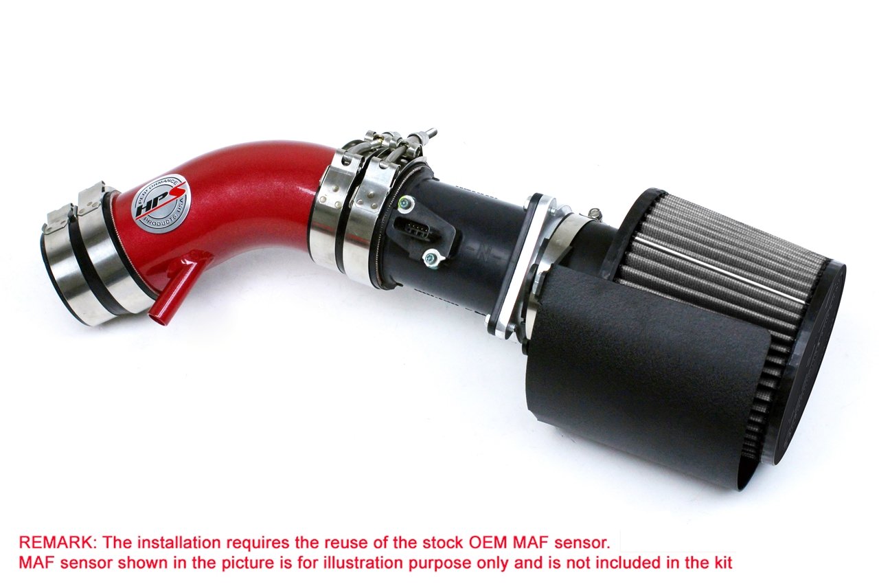 HPS Shortram Air Intake Kit 2002-2006 Nissan Altima 2.5L 4Cyl, Includes Heat Shield, Red