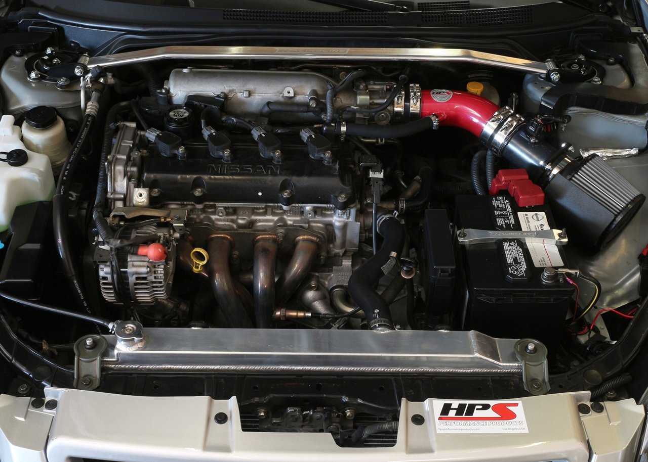 HPS Shortram Air Intake Kit 2002-2006 Nissan Altima 2.5L 4Cyl, Includes Heat Shield, Red