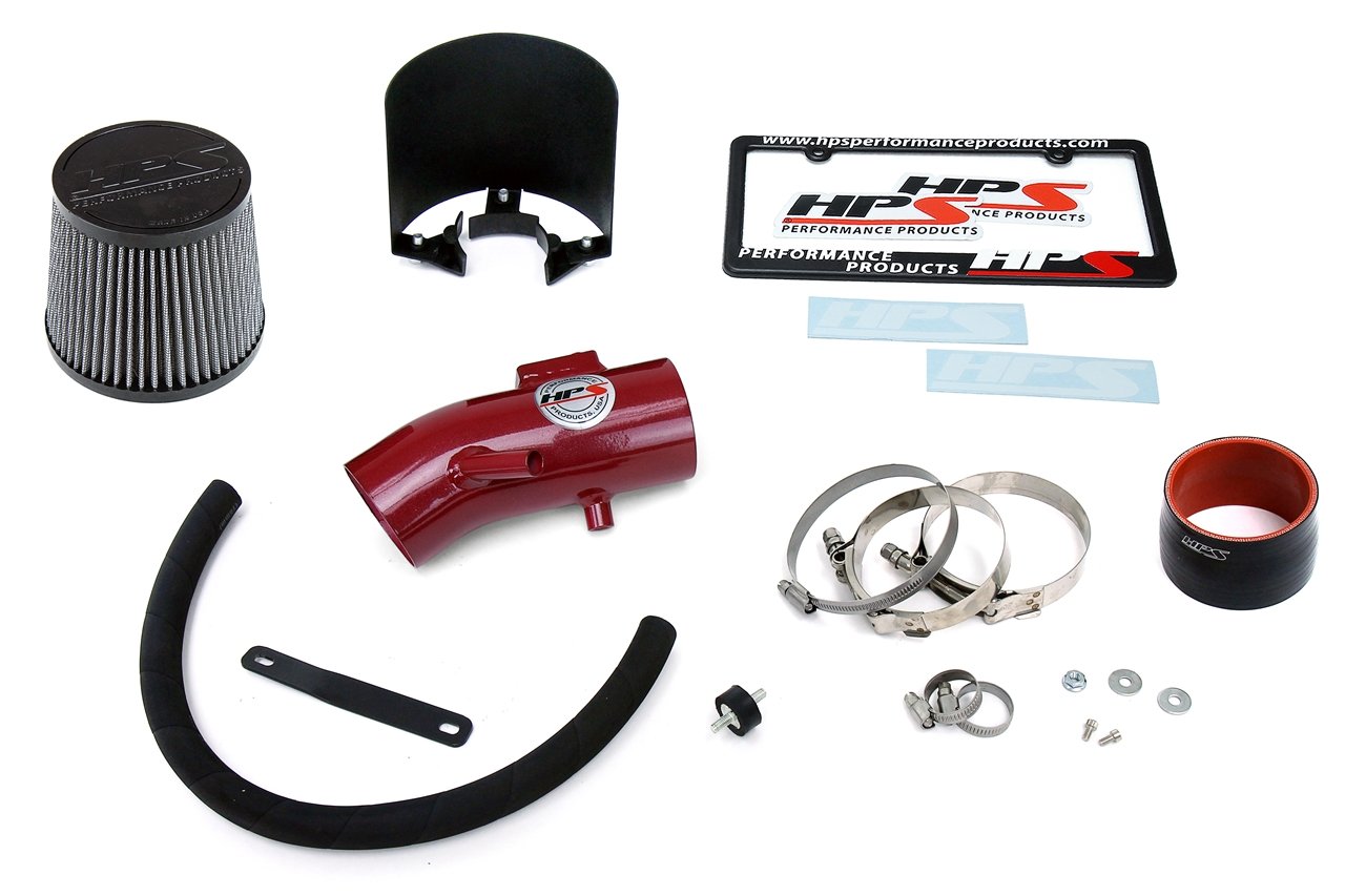 HPS Shortram Air Intake Kit 2007-2012 Nissan Altima V6 3.5L, Includes Heat Shield, Red