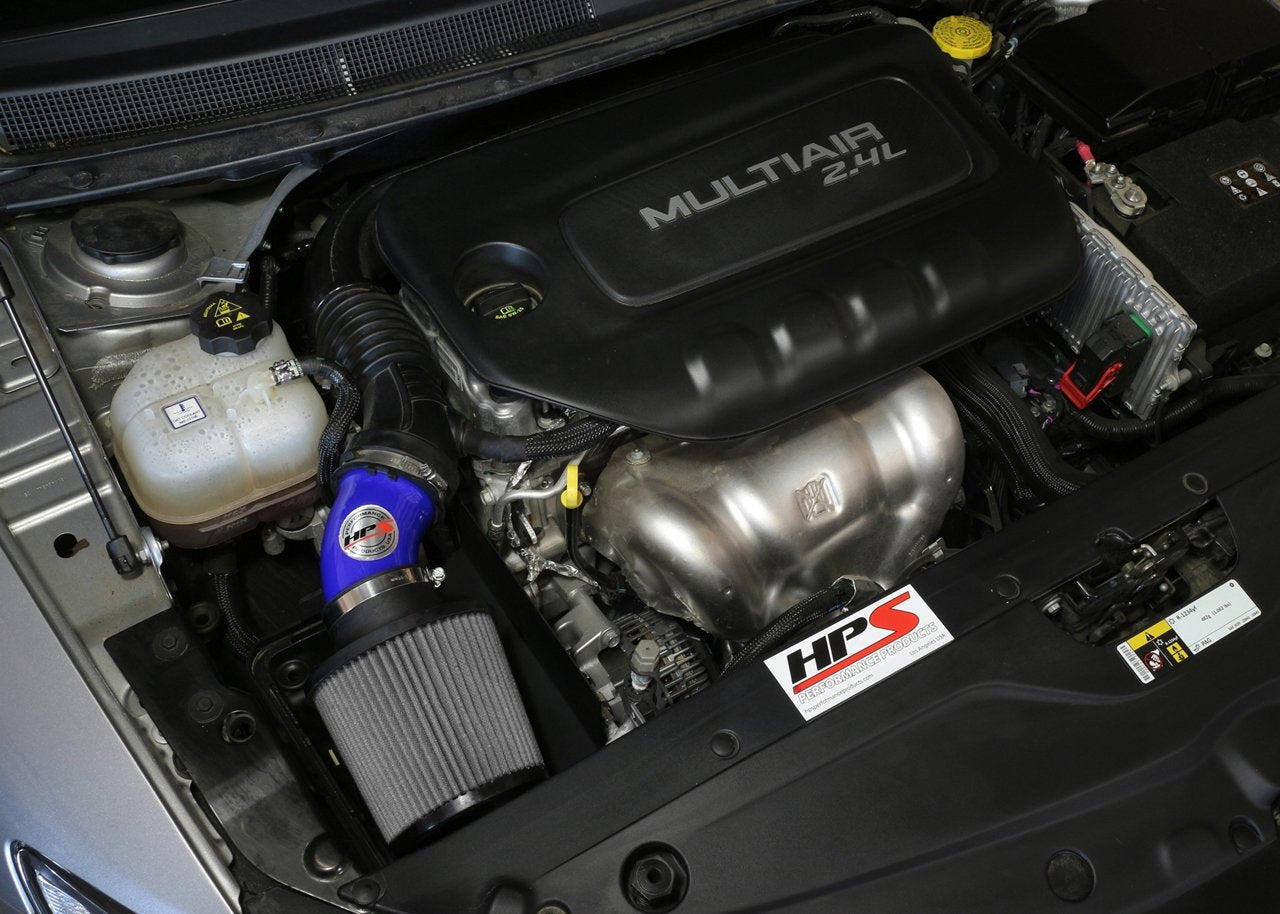 HPS Shortram Air Intake Kit 2015-2017 Chrysler 200 2.4L without MAF sensor, Includes Heat Shield, Blue
