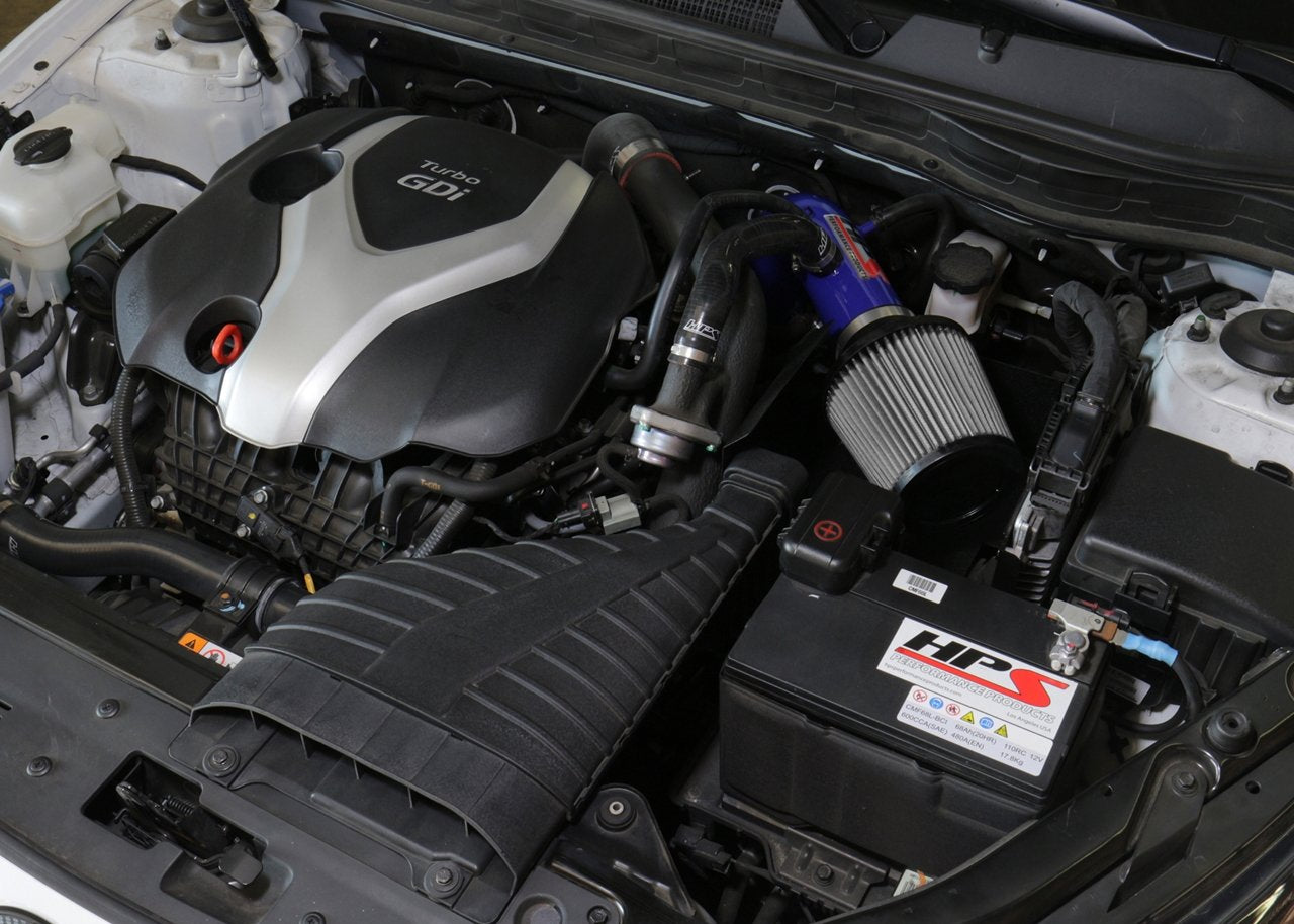 HPS Shortram Air Intake Kit 2011-2014 Hyundai Sonata 2.0L Turbo, Includes Heat Shield, Blue