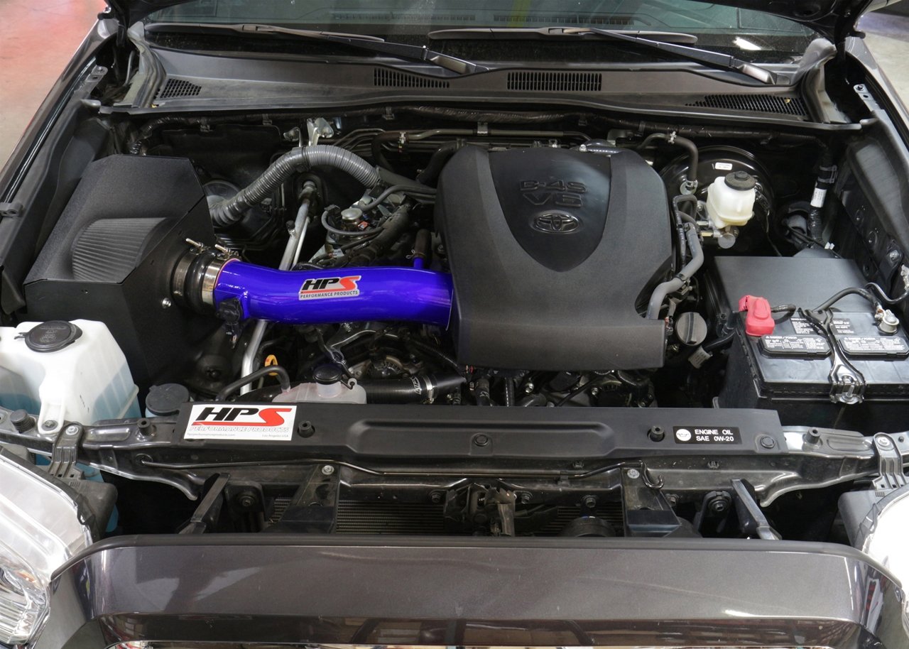 HPS Shortram Air Intake Kit 2016-2019 Toyota Tacoma 3.5L V6, Includes Heat Shield, Blue