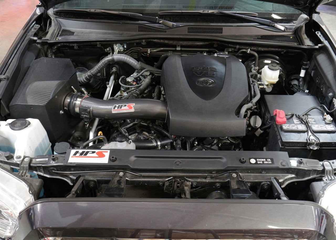 HPS Shortram Air Intake Kit 2016-2019 Toyota Tacoma 3.5L V6, Includes Heat Shield, Gunmetal