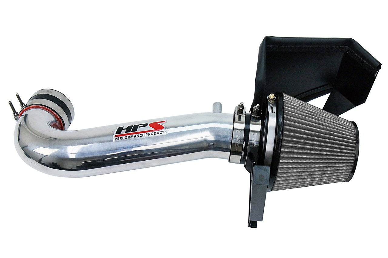 HPS Shortram Air Intake Kit 2011-2017 Dodge Challenger 5.7L V8 except Shaker Hood, Includes Heat Shield, Polish