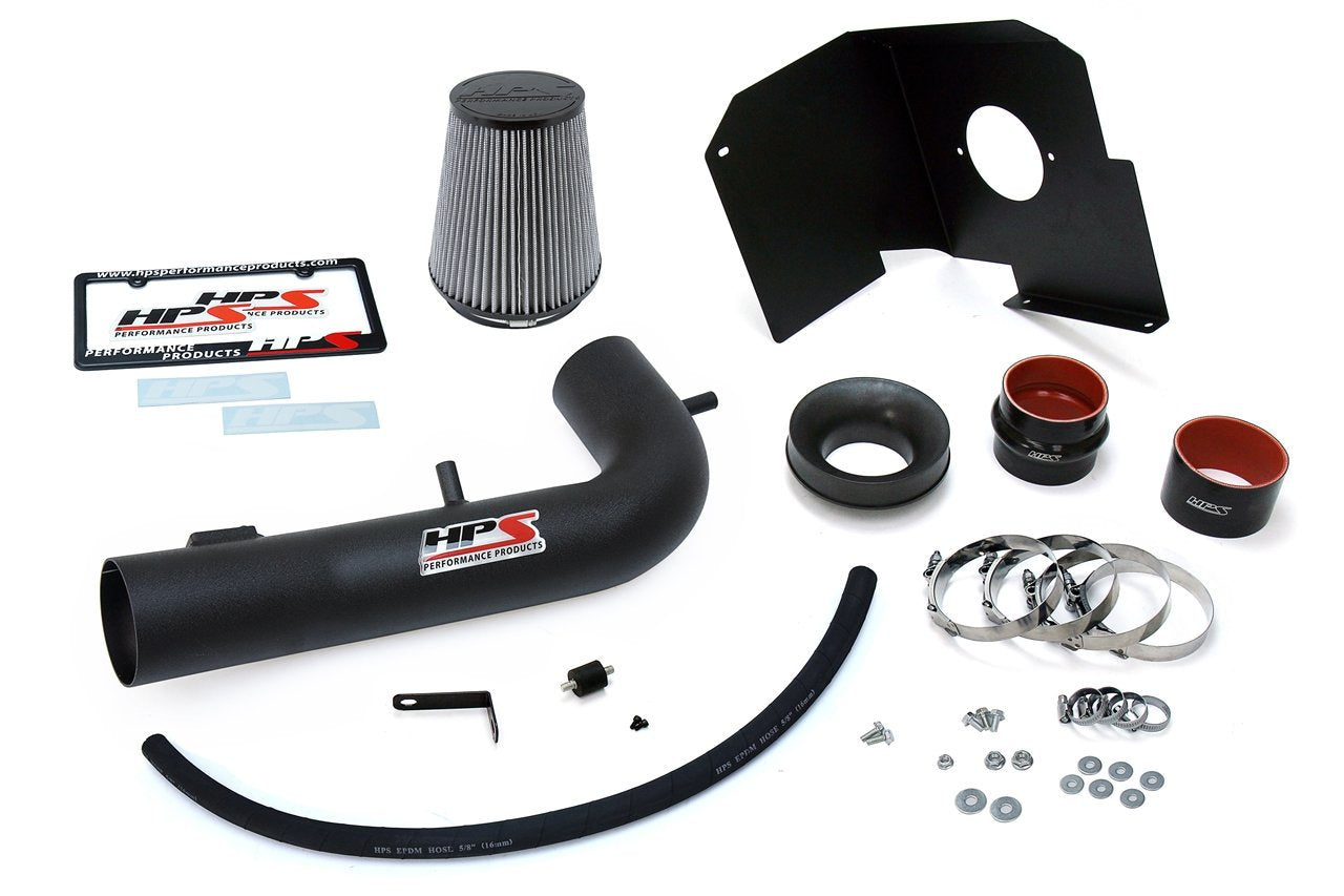 HPS Shortram Air Intake Kit 2014-2018 Chevy Silverado 1500 5.3L V8, Includes Heat Shield, Black