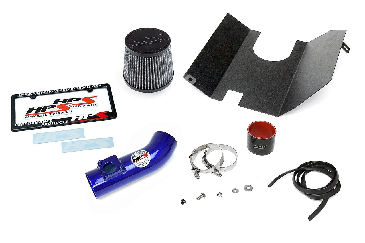 HPS Shortram Air Intake Kit 2002-2005 Subaru Impreza WRX 2.0L Turbo, Includes Heat Shield, Blue