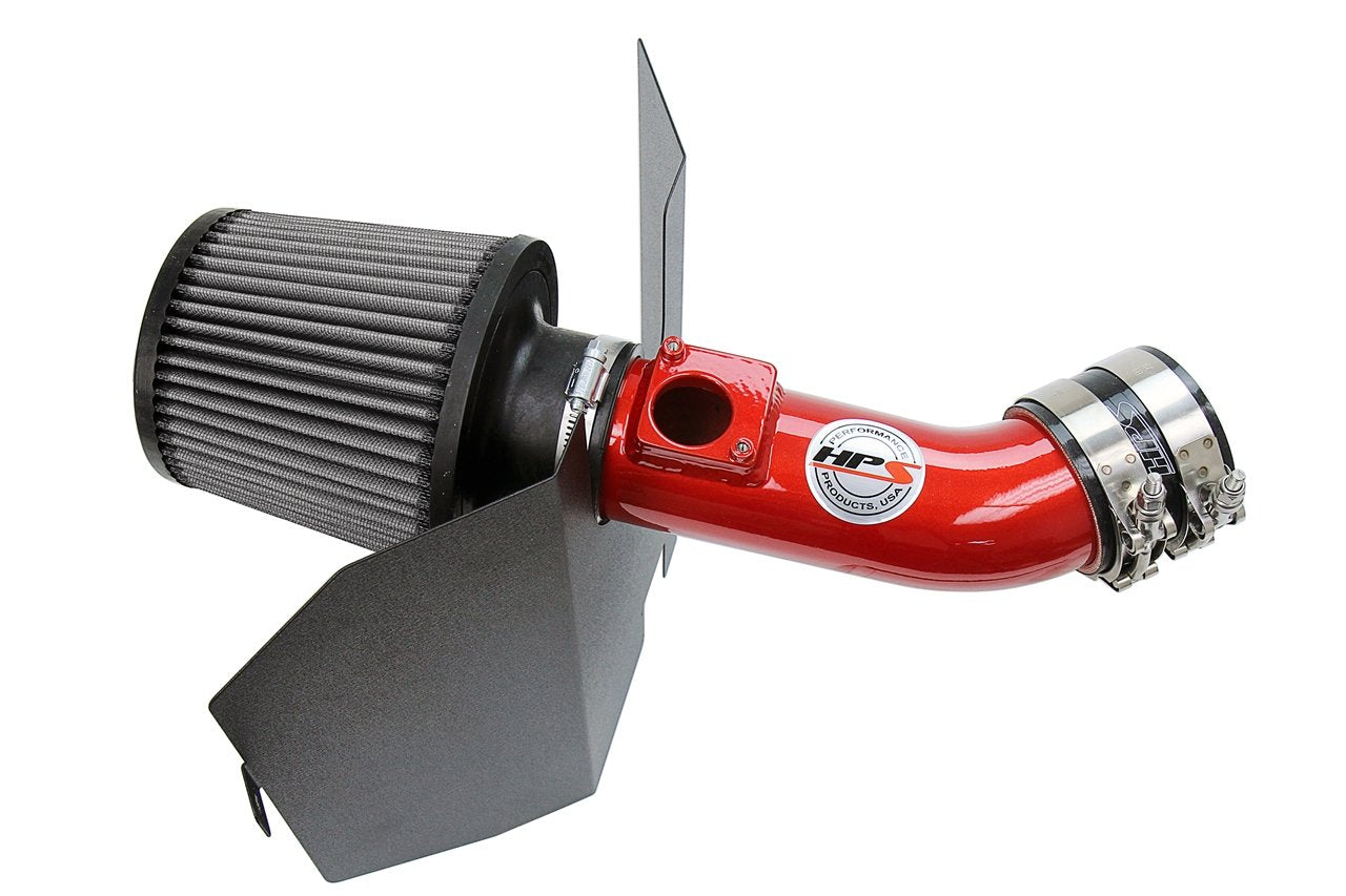 HPS Shortram Air Intake Kit 2004-2007 Subaru WRX STi 2.5L Turbo, Includes Heat Shield, Red