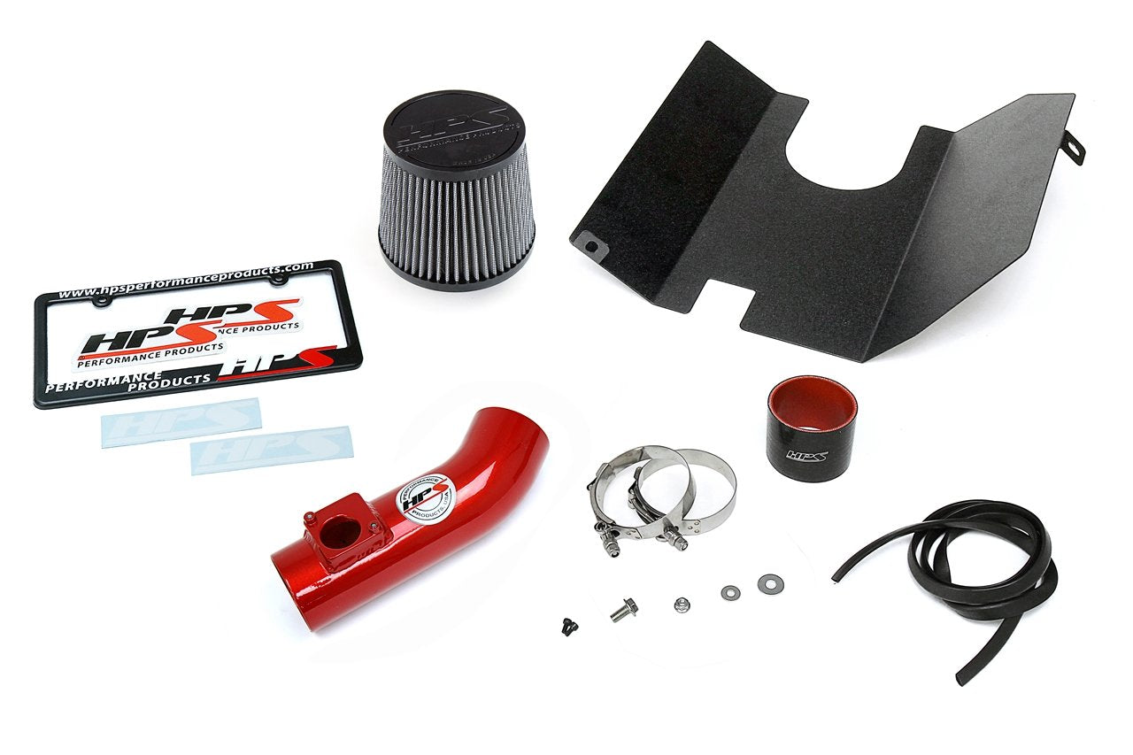 HPS Shortram Air Intake Kit 2002-2005 Subaru Impreza WRX 2.0L Turbo, Includes Heat Shield, Red