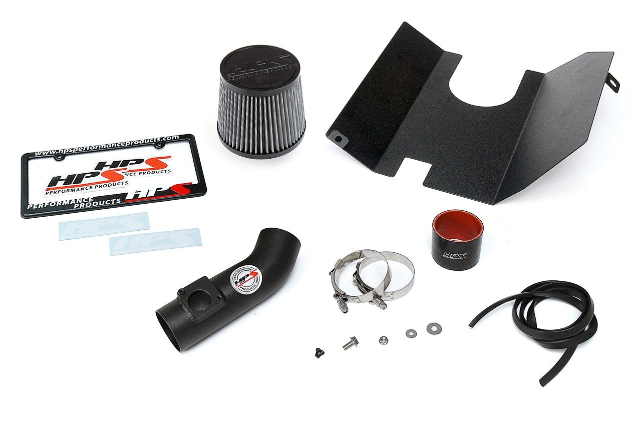 HPS Shortram Air Intake Kit 2002-2005 Subaru Impreza WRX 2.0L Turbo, Includes Heat Shield, Black