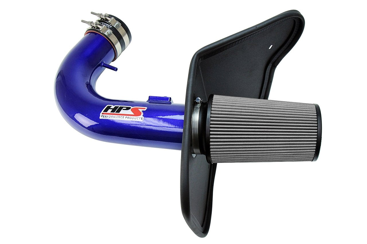 HPS Shortram Air Intake Kit 2010-2015 Chevy Camaro SS 6.2L V8, Includes Heat Shield, Blue