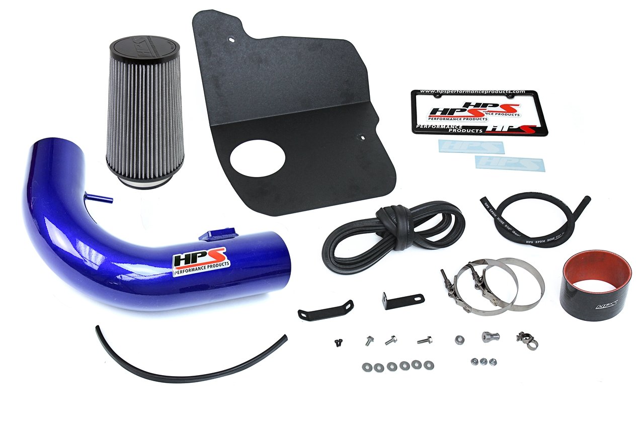 HPS Shortram Air Intake Kit 2010-2015 Chevy Camaro SS 6.2L V8, Includes Heat Shield, Blue