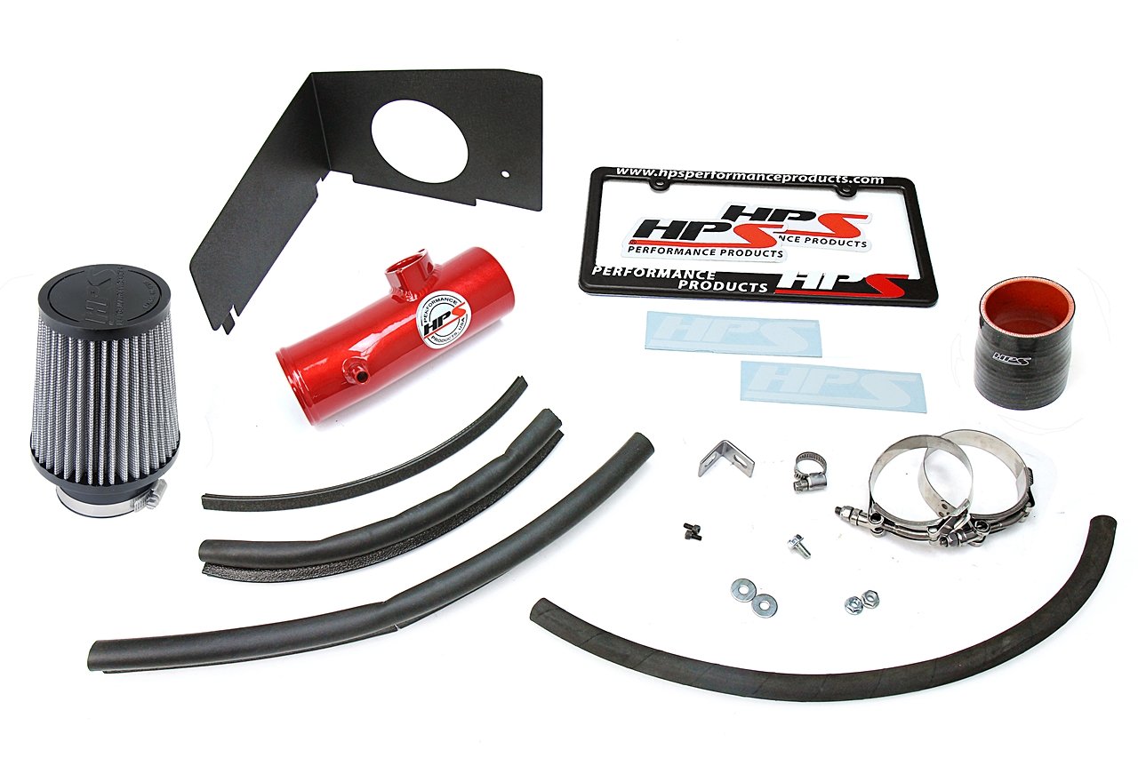 HPS Shortram Air Intake Kit 2016 Scion iA 1.5L, Includes Heat Shield, Red