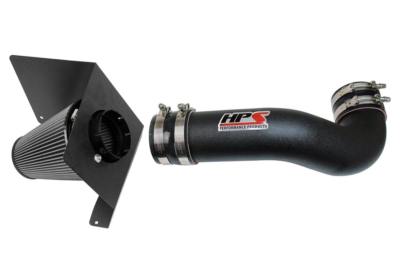 HPS Shortram Air Intake Kit 2007-2008 Chevy Silverado 1500 4.8L 5.3L 6.0L V8, Includes Heat Shield, Black