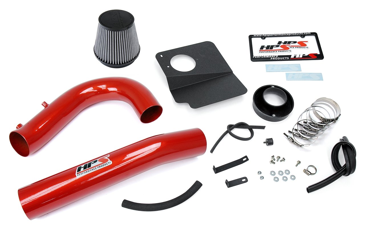 HPS Shortram Air Intake Kit 2011-2018 Dodge Challenger 3.6L V6, Includes Heat Shield, Red