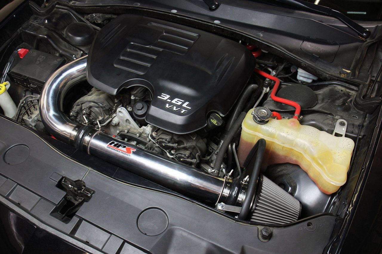 HPS Shortram Air Intake Kit 2011-2018 Dodge Challenger 3.6L V6, Includes Heat Shield, Blue