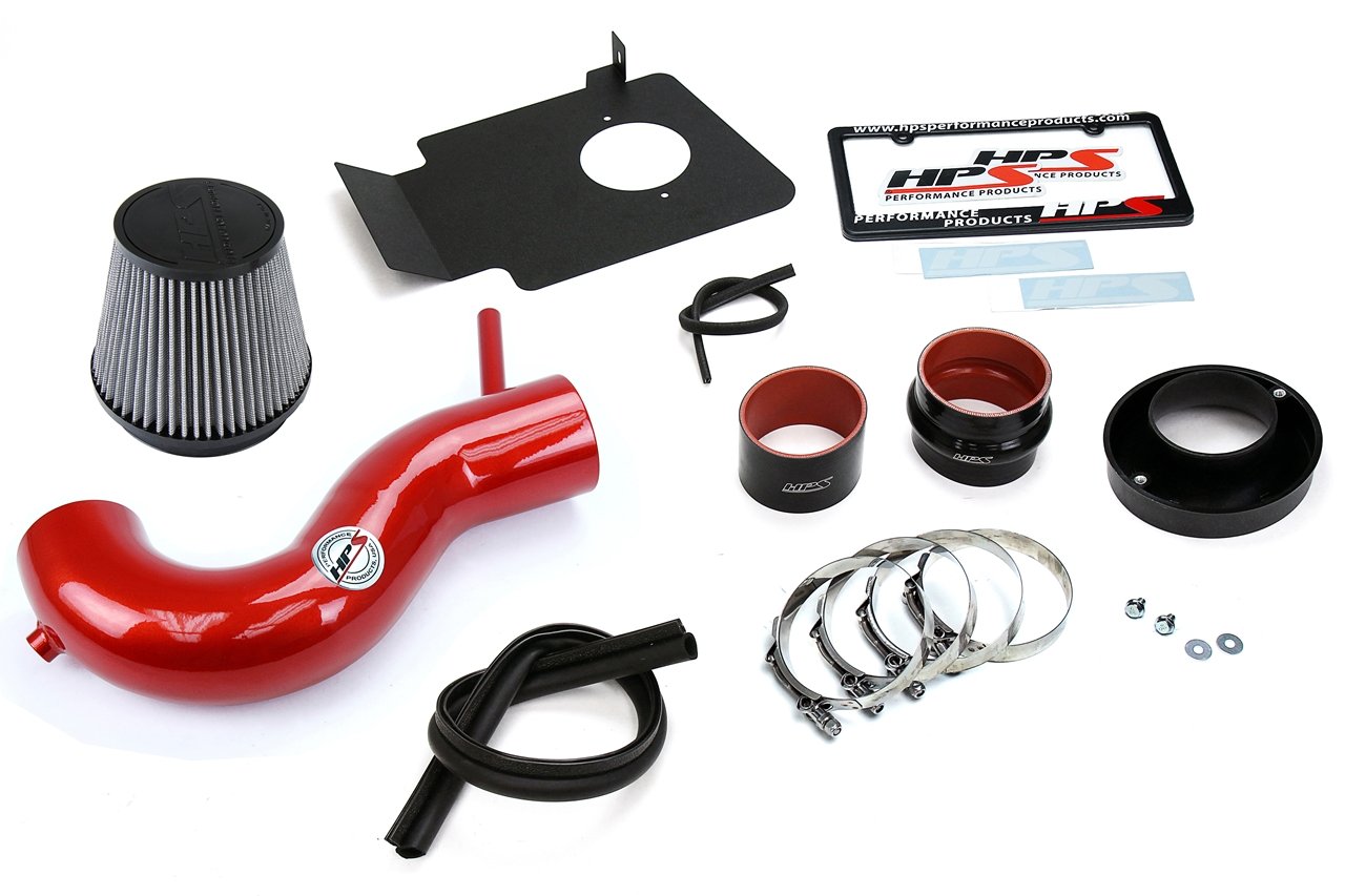 HPS Shortram Air Intake Kit 2009-2010 Dodge Challenger 5.7L V8, Includes Heat Shield, Red