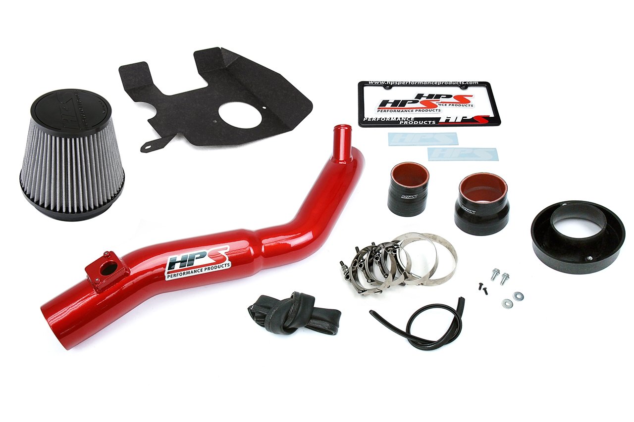 HPS Shortram Air Intake Kit 2016-2017 Lexus GS200t 2.0L Turbo, Includes Heat Shield, Red