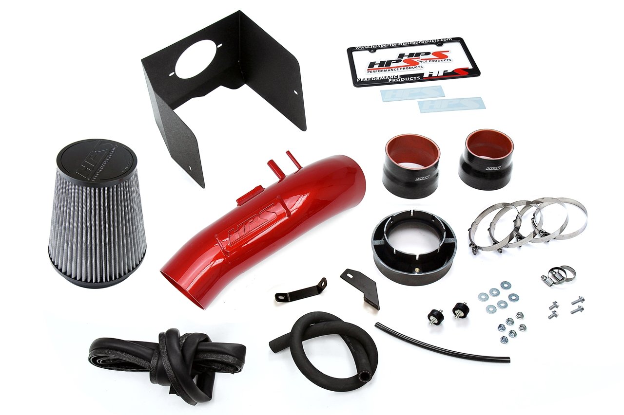 HPS Shortram Air Intake Kit 2008-2018 Toyota Land Cruiser 5.7L V8, Includes Heat Shield, Red
