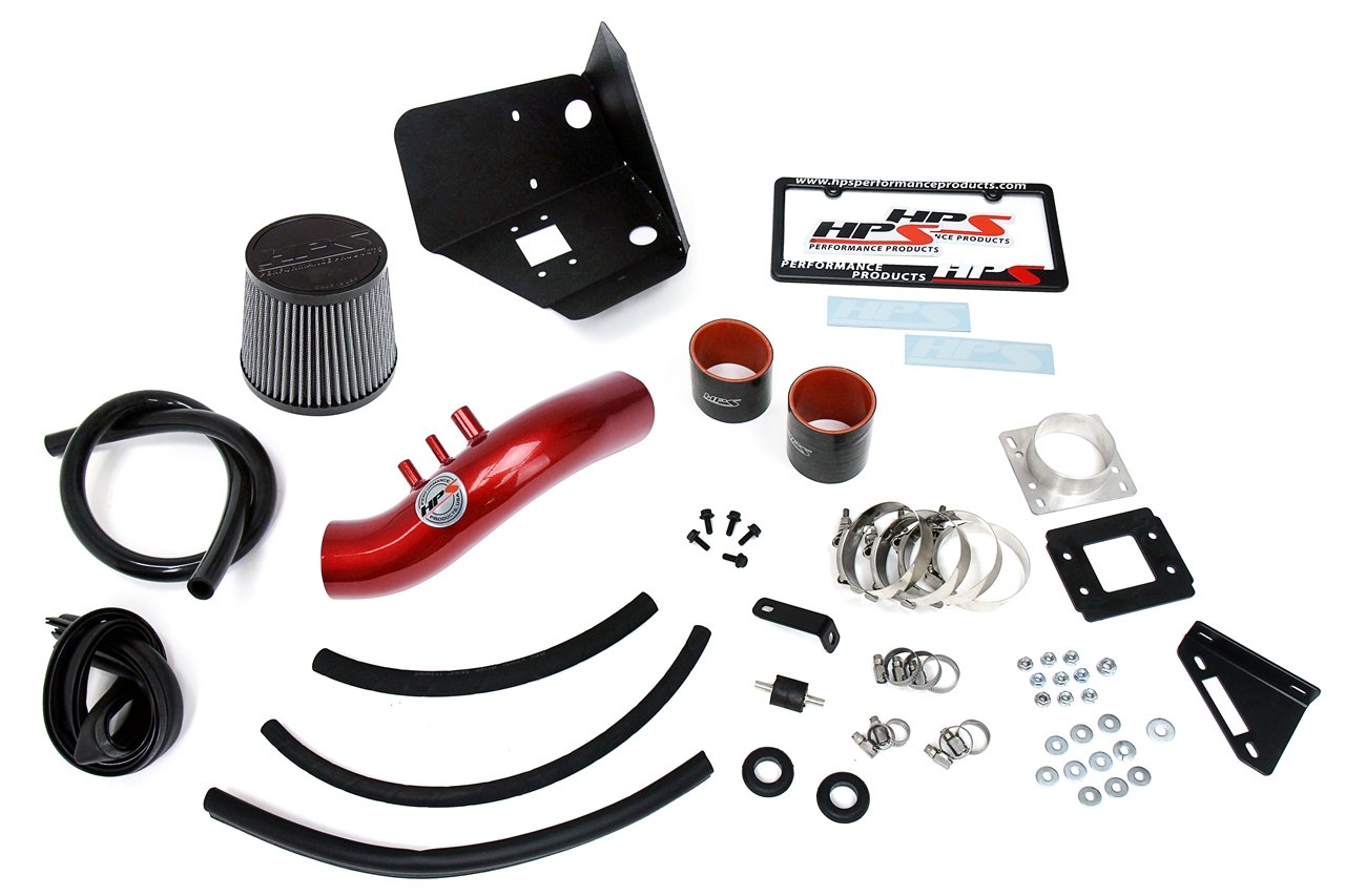 HPS Shortram Air Intake Kit 1989-1995 Toyota Pickup 3.0L V6, Includes Heat Shield, Red