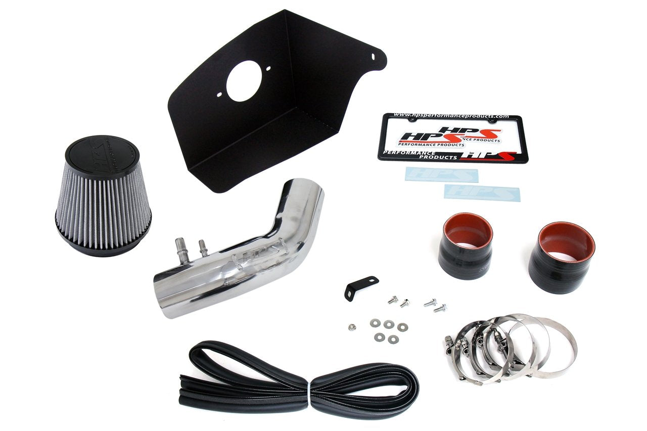 HPS Shortram Air Intake Kit 2015-2017 Ford Mustang 3.7L V6, Includes Heat Shield, Polish