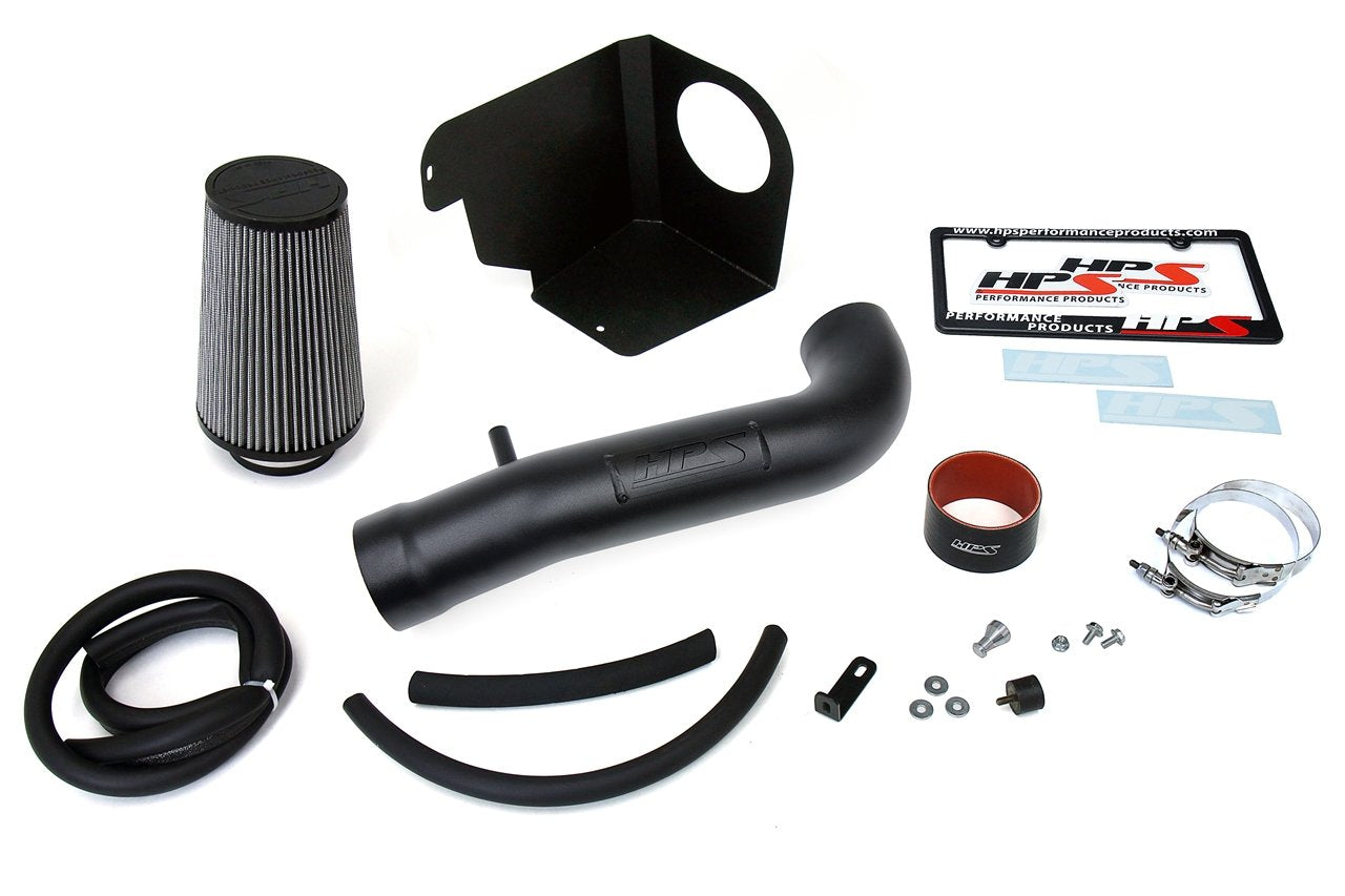 HPS Shortram Air Intake Kit 2012-2018 Jeep Wrangler JK 3.6L V6, Includes Heat Shield, Black
