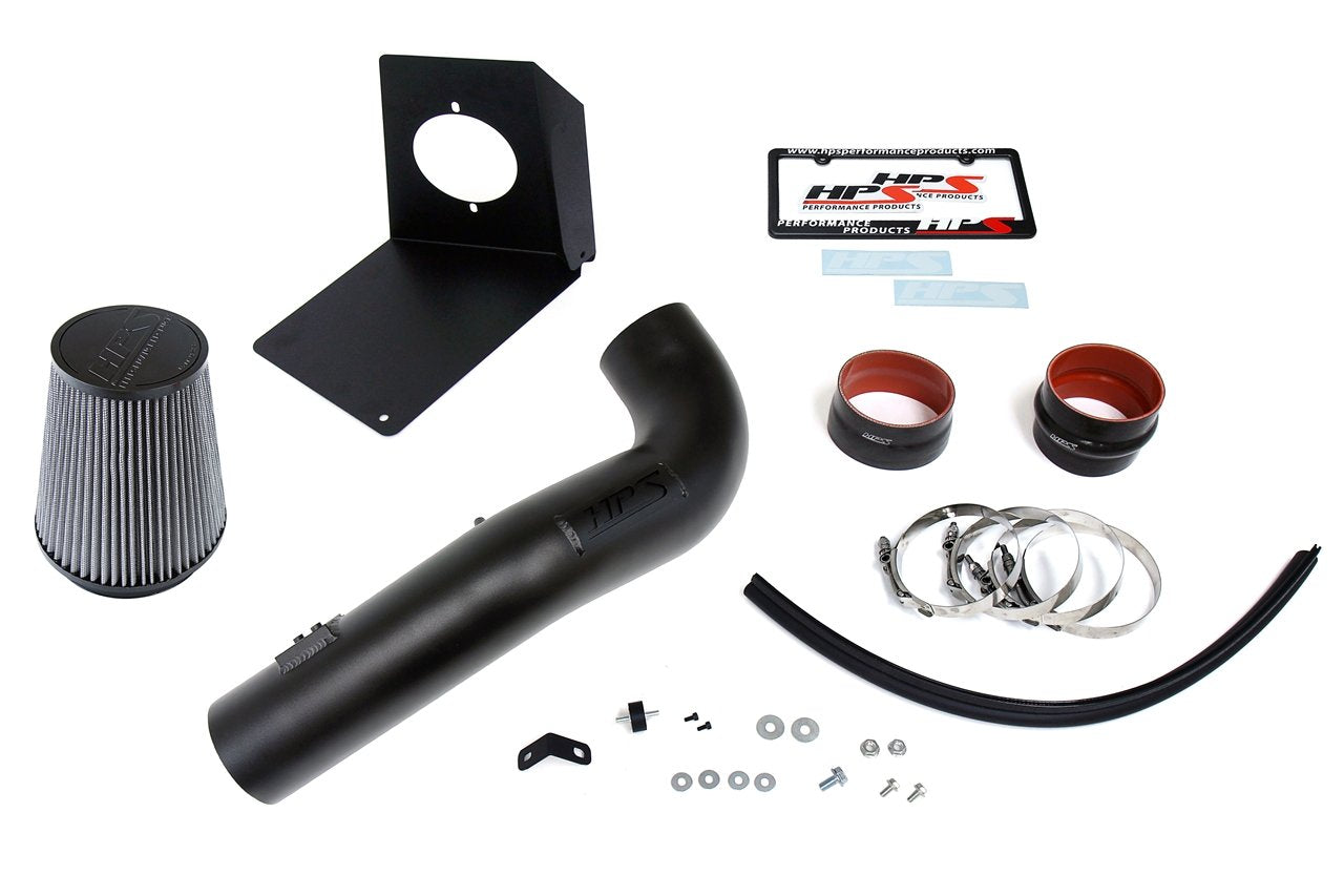 HPS Shortram Air Intake Kit 2009-2014 GMC Sierra 1500 4.8L 5.3L 6.0L 6.2L V8 (Excludes Hybrid), Includes Heat Shield, Black