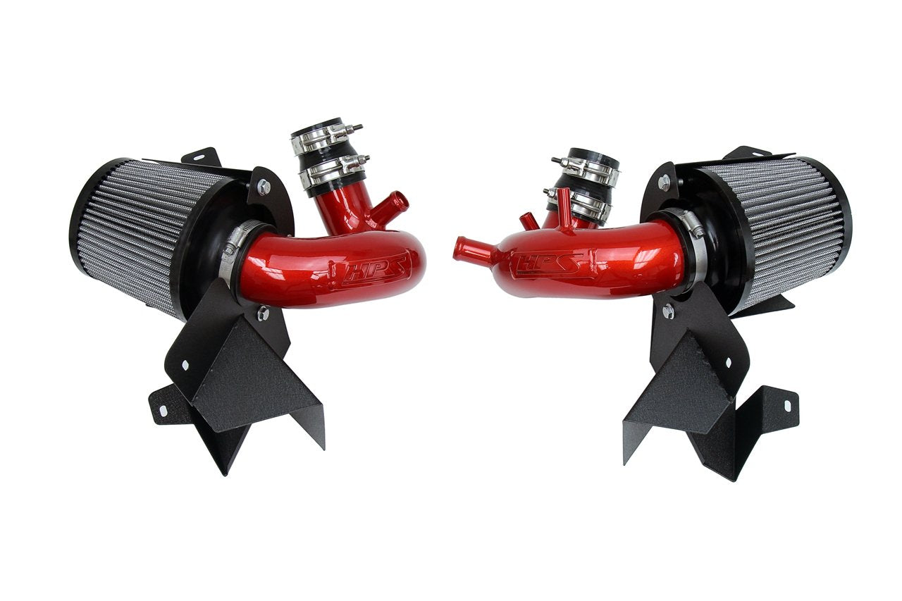 HPS Shortram Air Intake Kit 2018-2019 Kia Stinger 3.3L V6 Twin Turbo, Includes Heat Shield, Red