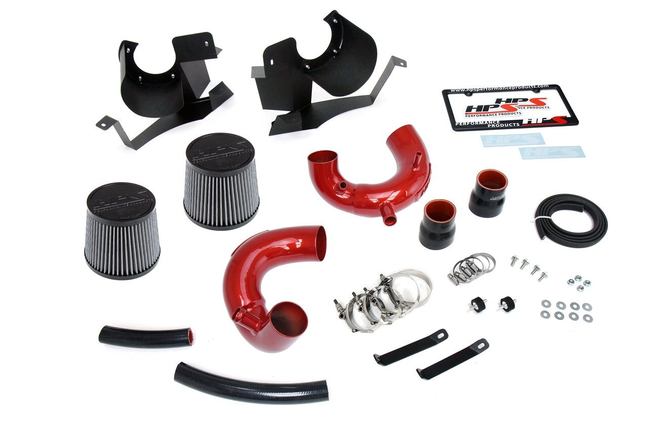 HPS Shortram Air Intake Kit 2018-2019 Kia Stinger 3.3L V6 Twin Turbo, Includes Heat Shield, Red