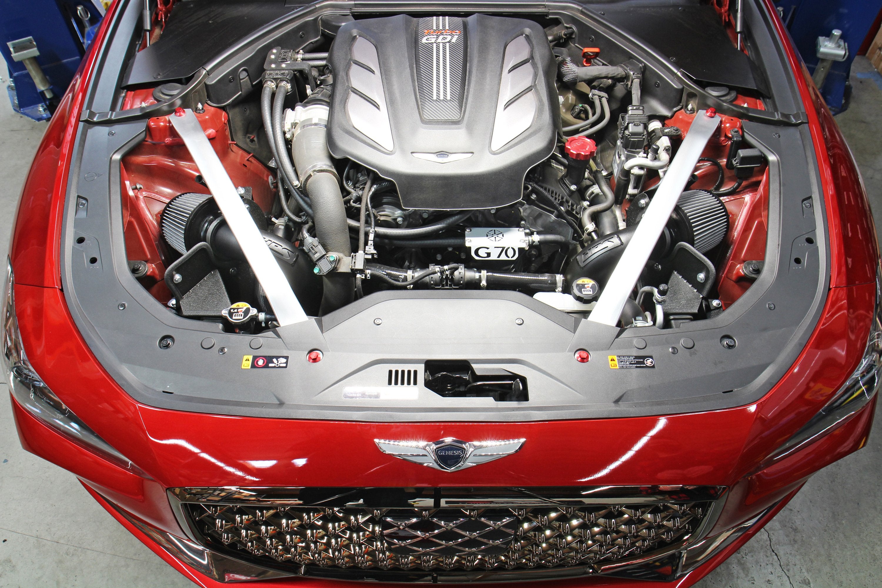 HPS Shortram Air Intake Kit with Heat Shield 2019-2022 Hyundai Genesis G70 3.3L V6 Twin Turbo, 827-703