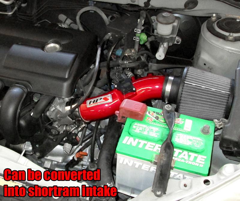 HPS Cold Air Intake Kit 2003-2004 Toyota Corolla 1.8L, Converts to Shortram, Red
