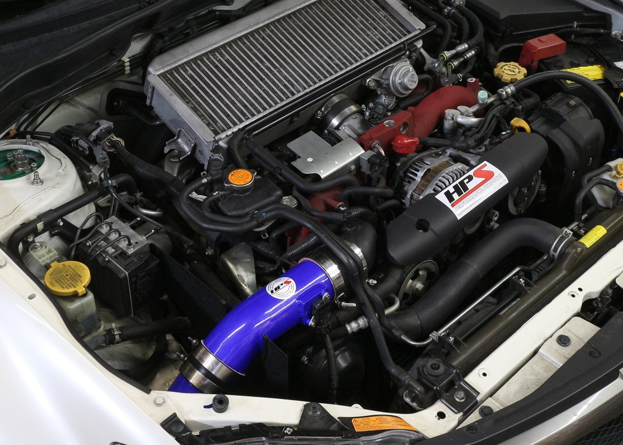 HPS Cold Air Intake Kit 2008-2014 Subaru WRX 2.5L Turbo, Converts to Shortram, Blue