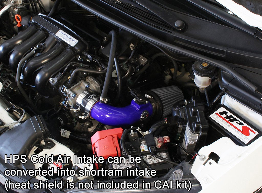 HPS Cold Air Intake Kit 2015-2018 Honda Fit 1.5L Manual Trans., Converts to Shortram, Blue